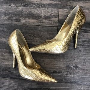 Gold Michael Antonio Pointed Toe Pumps 6